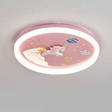 Unicorn Pink LED Flush Mount Ceiling Light Kids Room Image - 6