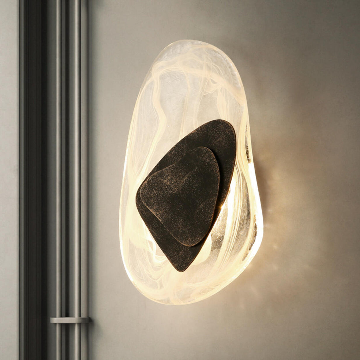 Unique Artistic Geometric Clear Glass Wall Sconce Image - 1