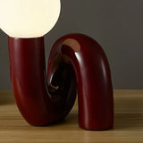 Unique Artistic Red Resin Globe Shade Table Lamp Image - 6