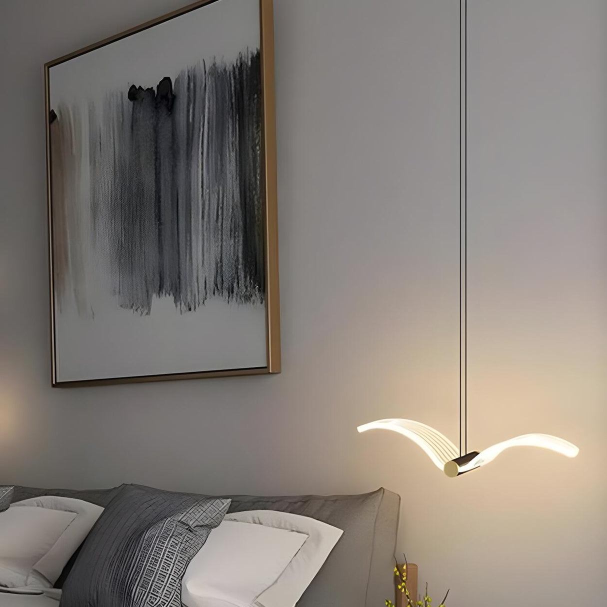 Unique Bedroom Clear Acrylic Seagull Bird LED Pendant Light Image - 5