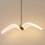 Unique Bedroom Clear Acrylic Seagull Bird LED Pendant Light Image - 7