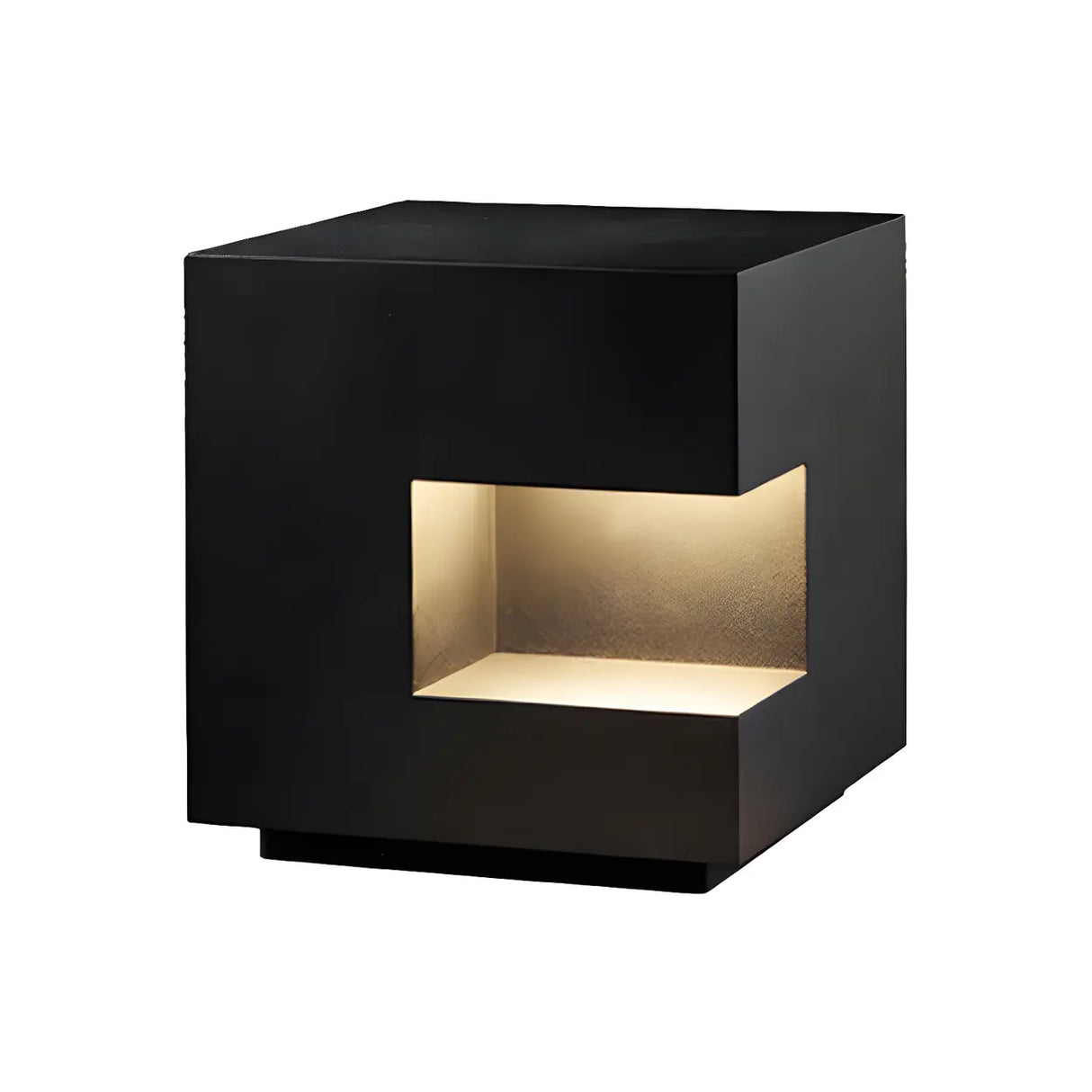 Unique Black Cube Metal Outdoor Garden Table Lamp Image - 5