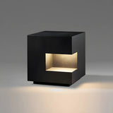 Unique Black Cube Metal Outdoor Garden Table Lamp Image - 6