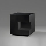 Unique Black Cube Metal Outdoor Garden Table Lamp Image - 9