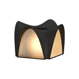 Unique Black Geometric Curved Metal Outdoor Table Lamp Image - 5