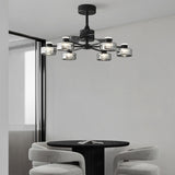 Unique Black Sputnik Remote Chandelier Fan with Light Image - 2