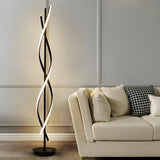 Unique Black Twisted LED Modern Metal Floor Lamp Image - 1