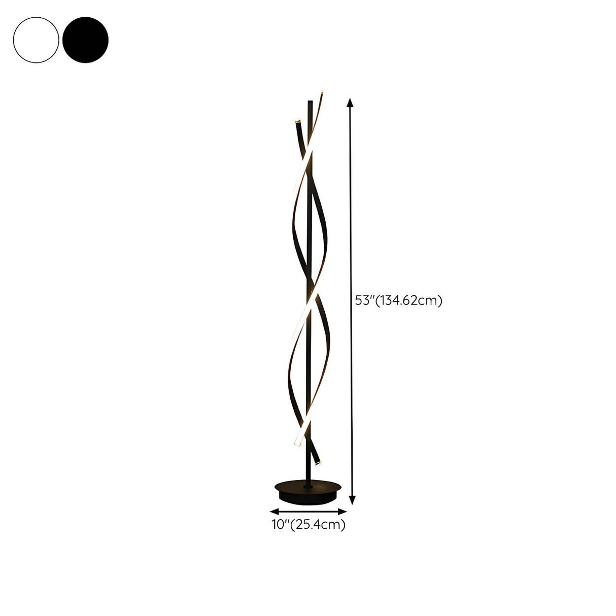 Unique Black Twisted LED Modern Metal Floor Lamp 