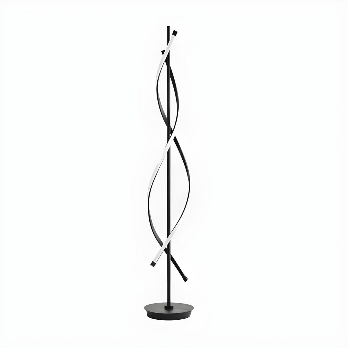 Unique Black Twisted LED Modern Metal Floor Lamp Image - 6