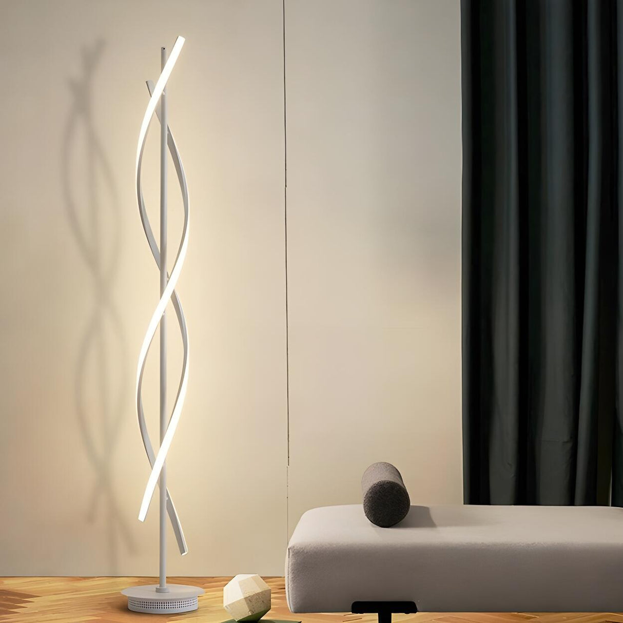 Unique Black Twisted LED Modern Metal Floor Lamp Image - 8