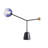 Unique Blue Glass Globe Black Cone Base Table Lamp Image - 2