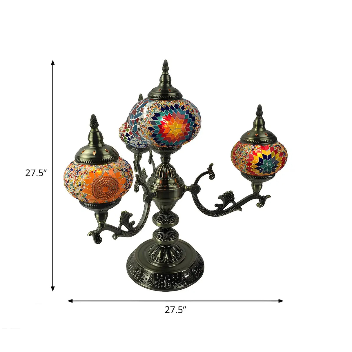 Unique Bohemian Oval 4 Bulbs Stained Glass Table Lamp 