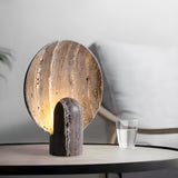 Unique Brown Marble Round Bedroom Decor Table Lamp Image - 1