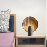 Unique Brown Marble Round Bedroom Decor Table Lamp Image - 11