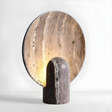 Unique Brown Marble Round Bedroom Decor Table Lamp Image - 7