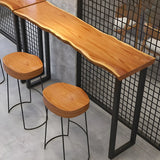 Unique Brown Rectangular Wood Indoor Dining Bar Table Image - 1