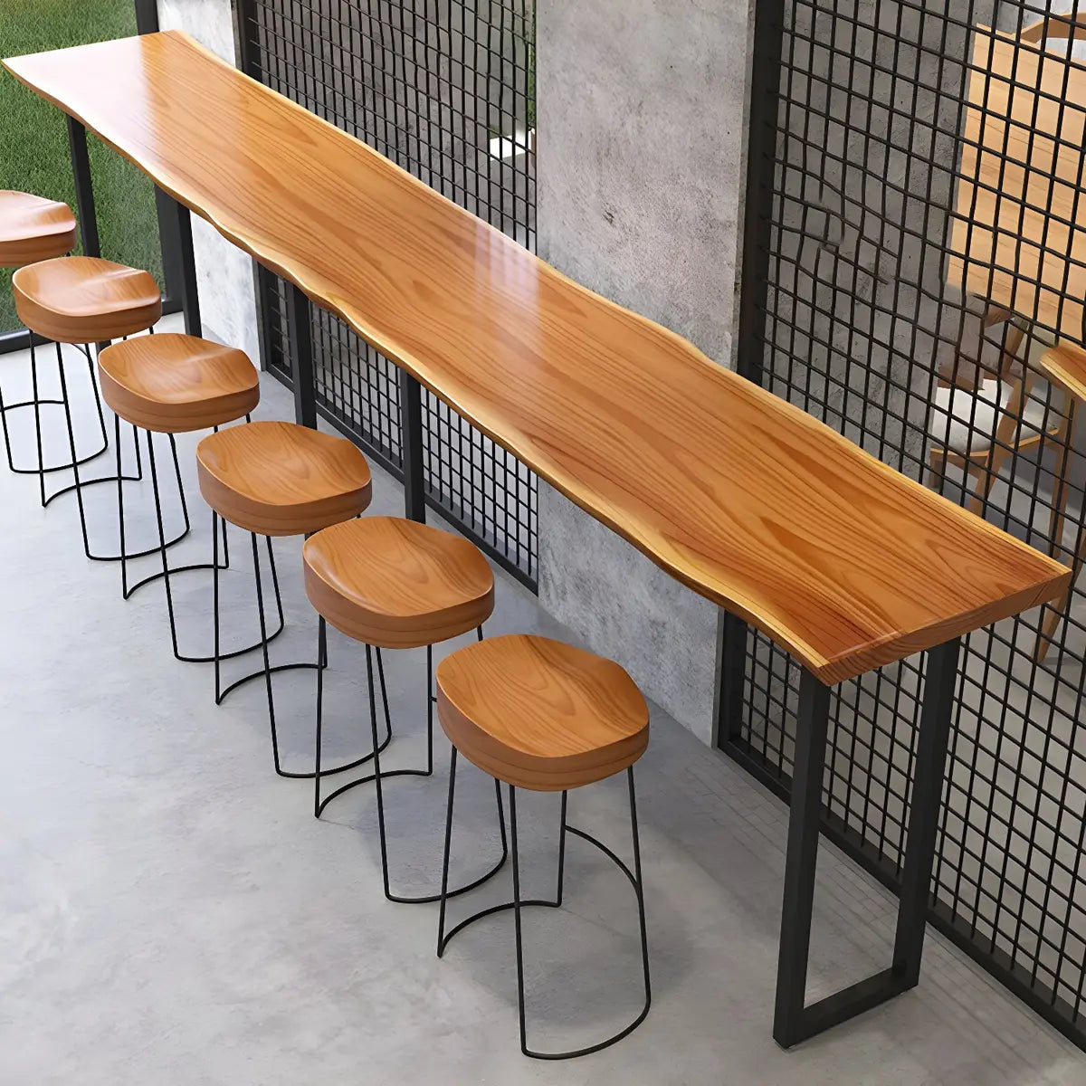 Unique Brown Rectangular Wood Indoor Dining Bar Table Image - 12