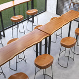 Unique Brown Rectangular Wood Indoor Dining Bar Table Image - 9