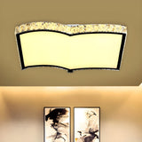 Unique Chrome Book-Shaped Crystal LED Flush Mount Light Image - 2