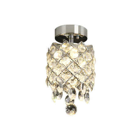 Unique Chrome Pineapple Crystal Flush Mount Light Image - 2