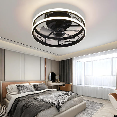 Unique Circular Cage Modern LED Ceiling Fan with Light Image - 1