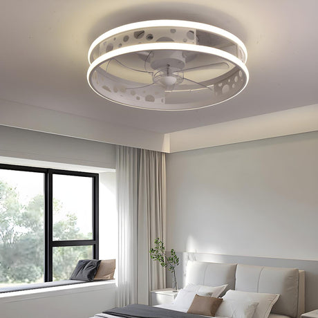 Unique Circular Cage Modern LED Ceiling Fan with Light Image - 2