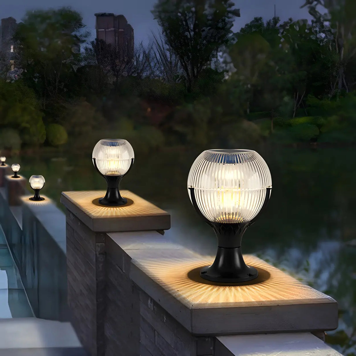 Unique Cup Shape Globe Glass Decor Outdoor Table Lamp Image - 3