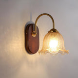 Unique Curved Arm Walnut Dome Metal Wall Sconce Image - 12