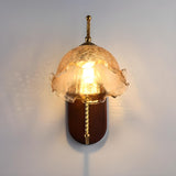 Unique Curved Arm Walnut Dome Metal Wall Sconce Image - 13