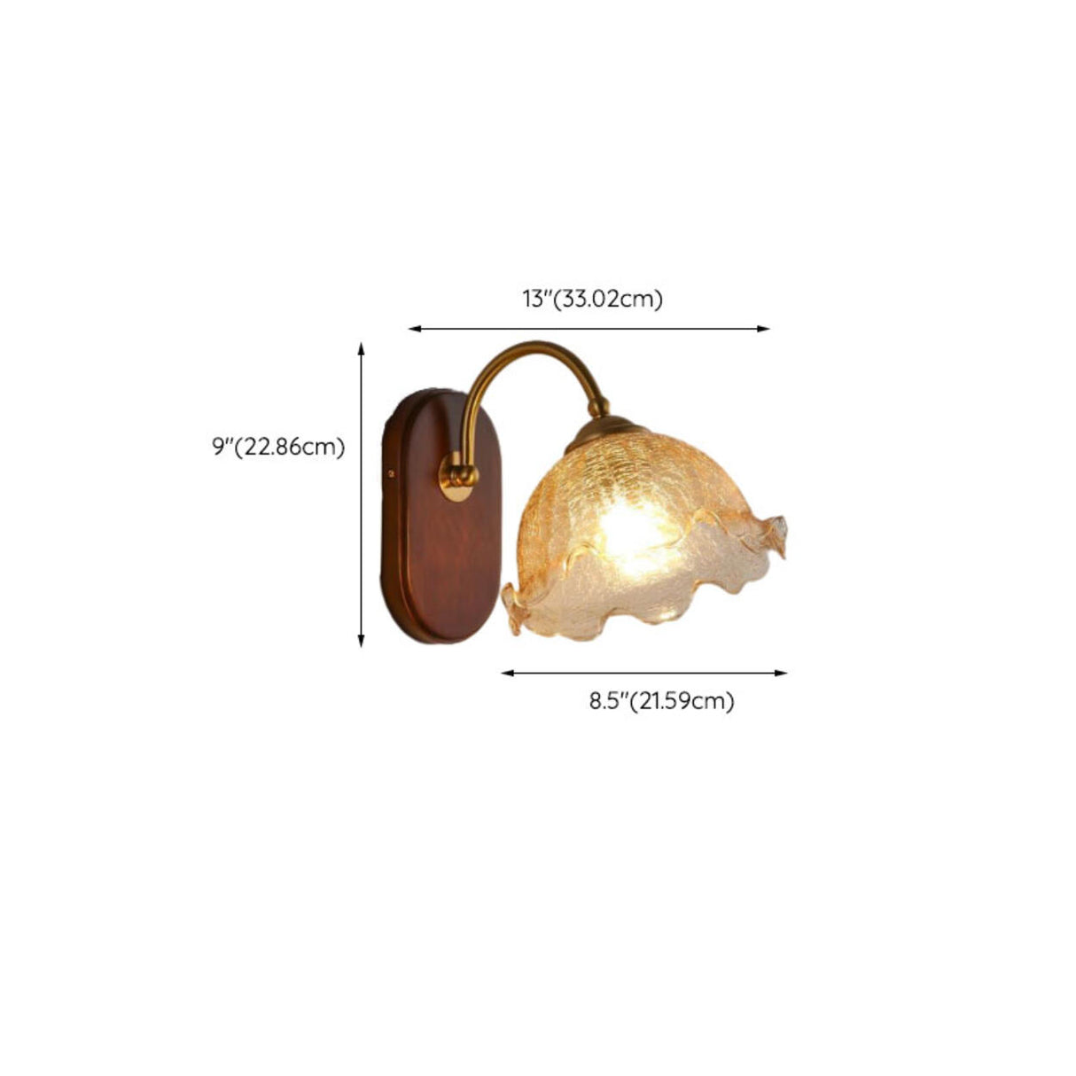 Unique Curved Arm Walnut Dome Metal Wall Sconce Image - 22