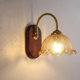 Unique Curved Arm Walnut Dome Metal Wall Sconce Image - 7