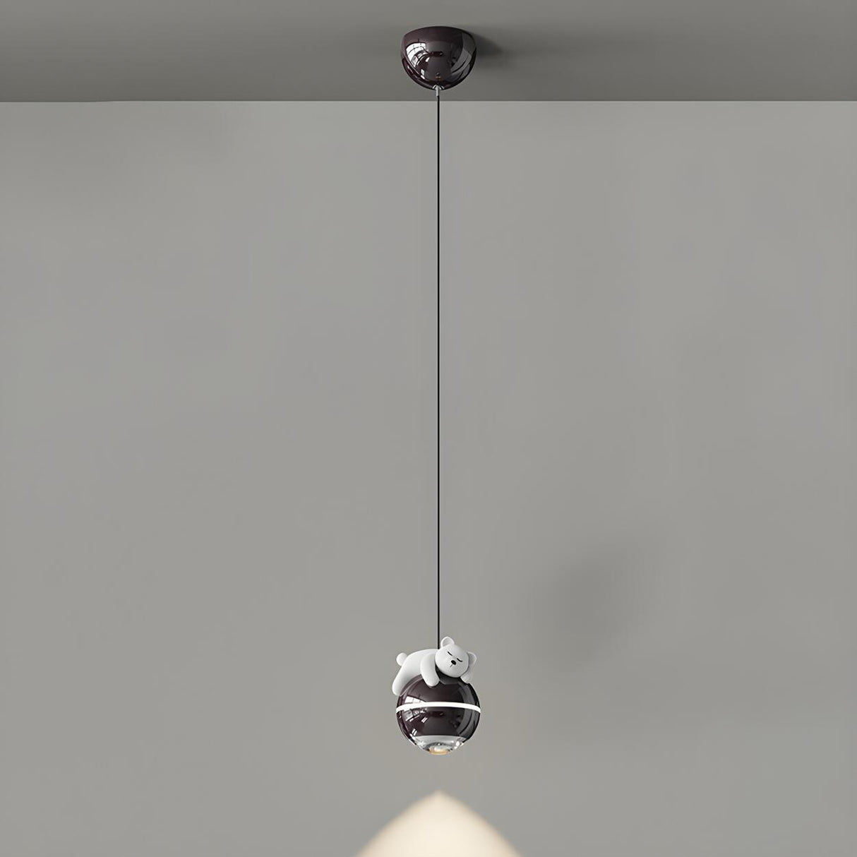 Unique Cute Bear Chrome Globe Children Room Pendant Light Image - 4