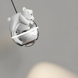 Unique Cute Bear Chrome Globe Children Room Pendant Light Image - 8