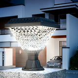 Unique Diamond Geometric Glass Post Outdoor Table Lamp Image - 1