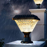 Unique Diamond Geometric Glass Post Outdoor Table Lamp Image - 14