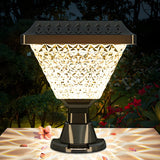 Unique Diamond Geometric Glass Post Outdoor Table Lamp Image - 2