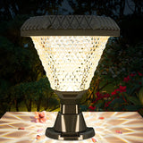 Unique Diamond Geometric Glass Post Outdoor Table Lamp Image - 5