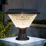 Unique Diamond Geometric Glass Post Outdoor Table Lamp Image - 6