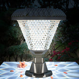 Unique Diamond Geometric Glass Post Outdoor Table Lamp Image - 7