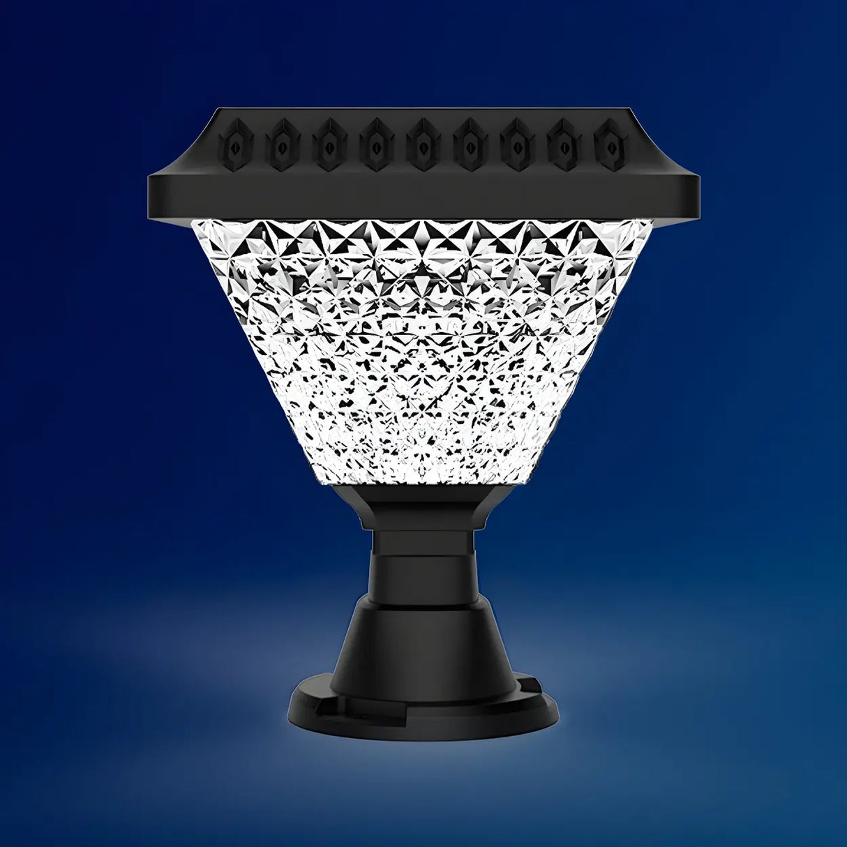 Unique Diamond Geometric Glass Post Outdoor Table Lamp Image - 9