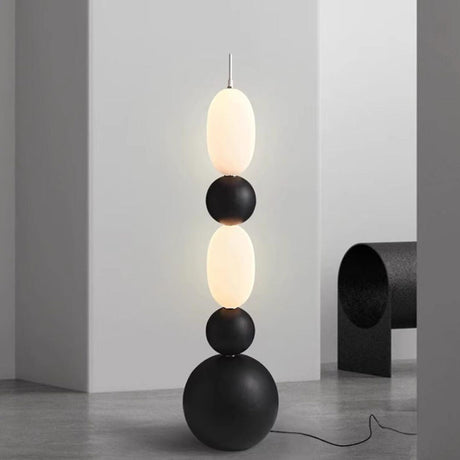 Unique Dual Oval Lights Stacked Orb Metal Floor Lamp Image - 2