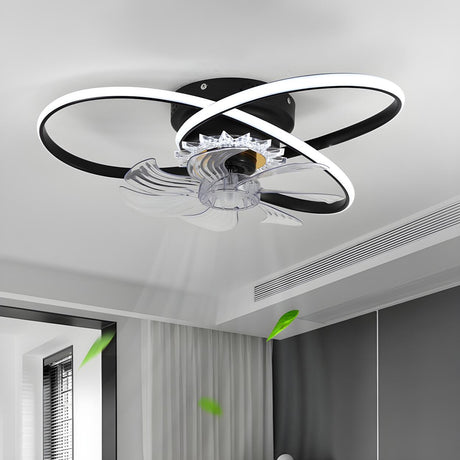 Unique Dual Ring Recessed Ceiling Fan with LED Light Image - 1