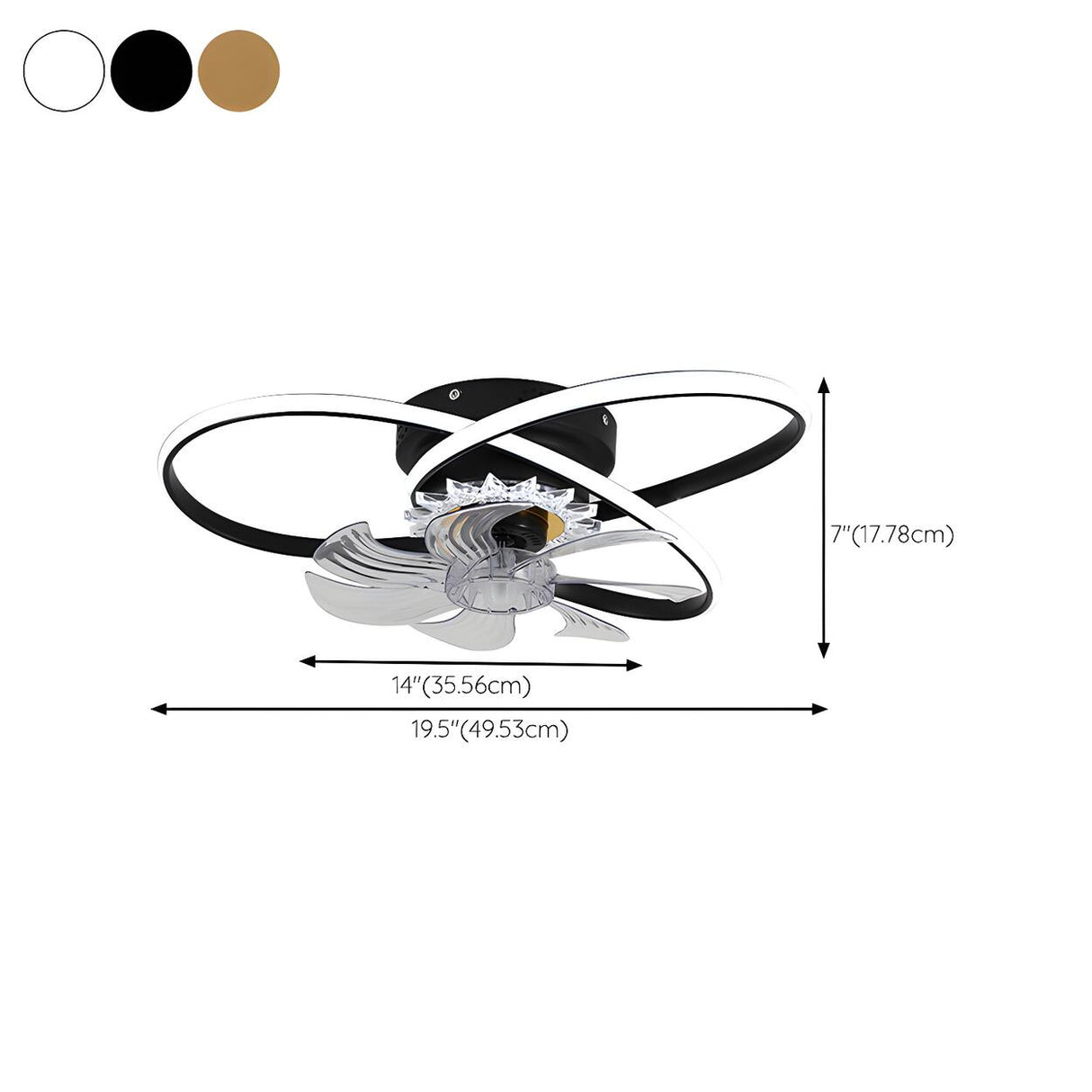 Unique Dual Ring Recessed Ceiling Fan with LED Light 