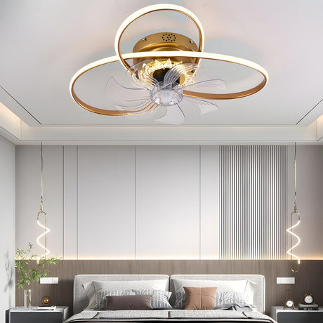 Unique Dual Ring Recessed Ceiling Fan with LED Light Image - 2