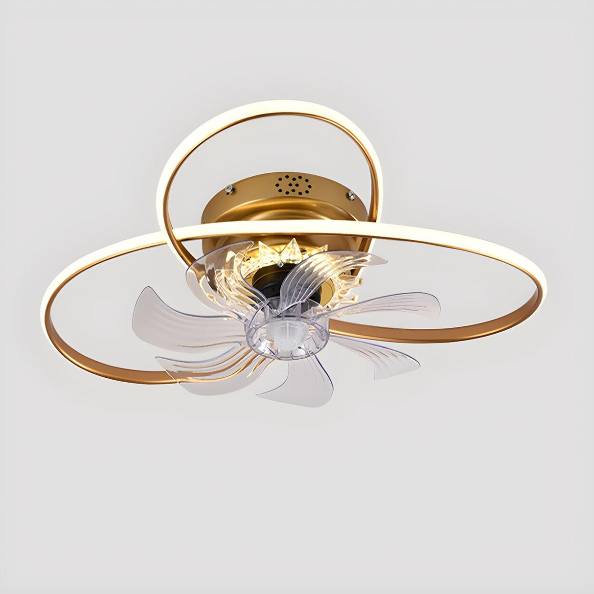 Unique Dual Ring Recessed Ceiling Fan with LED Light Image - 6