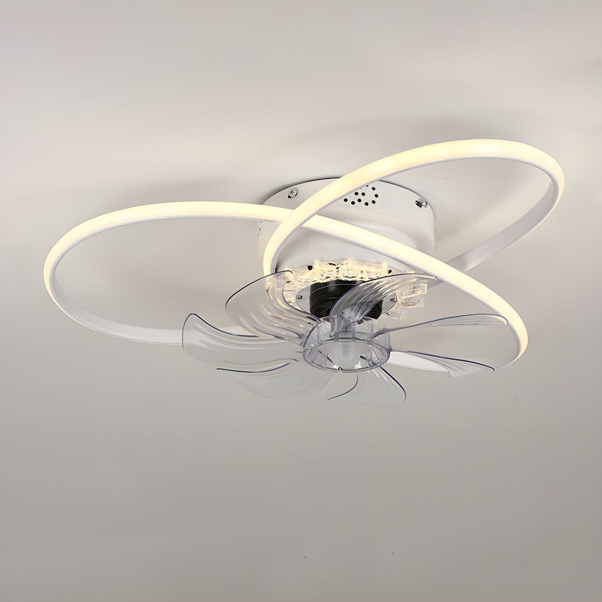 Unique Dual Ring Recessed Ceiling Fan with LED Light Image - 8