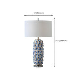 Unique Fabric Drum Shade Ceramic Textured Table Lamp #size