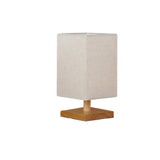 Unique Fabric Shade Wooden Base Rectangular Table Lamp Image - 5