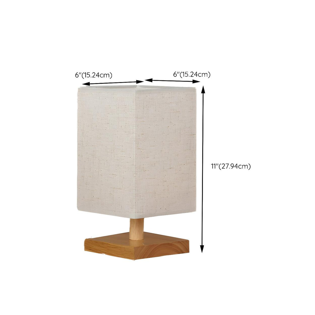 Unique Fabric Shade Wooden Base Rectangular Table Lamp 