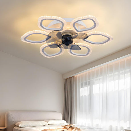 Unique Flower-Shaped Modern Ceiling Fan with LED Light Image - 1